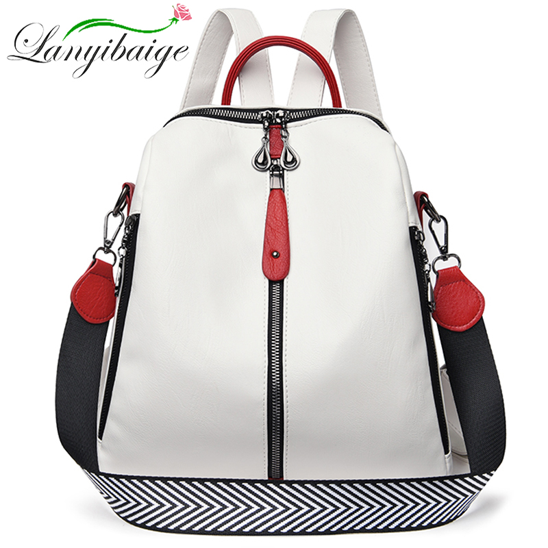 Embroidery Keychain - Fashion Backpack Women Soft Leather Backpack