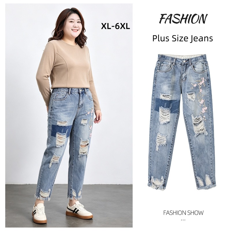 Embroidery Jeans - Autumn Plus Size Women Jeans 6XL