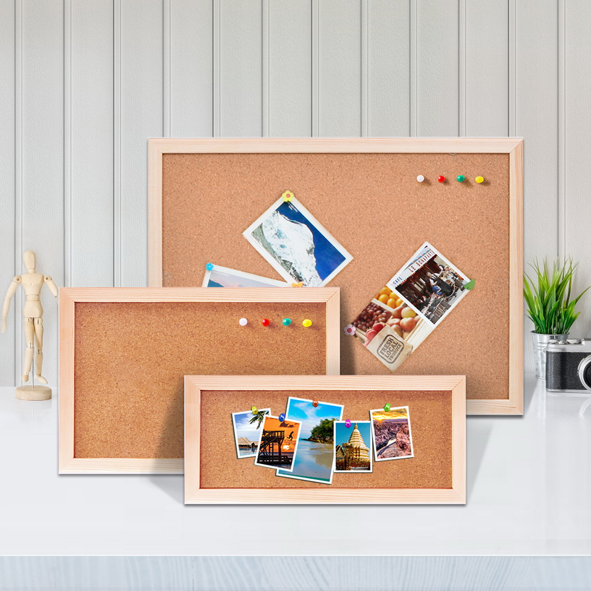 Vintage Pine Wood Frame Cork B - Frame Display Wood recension och pris