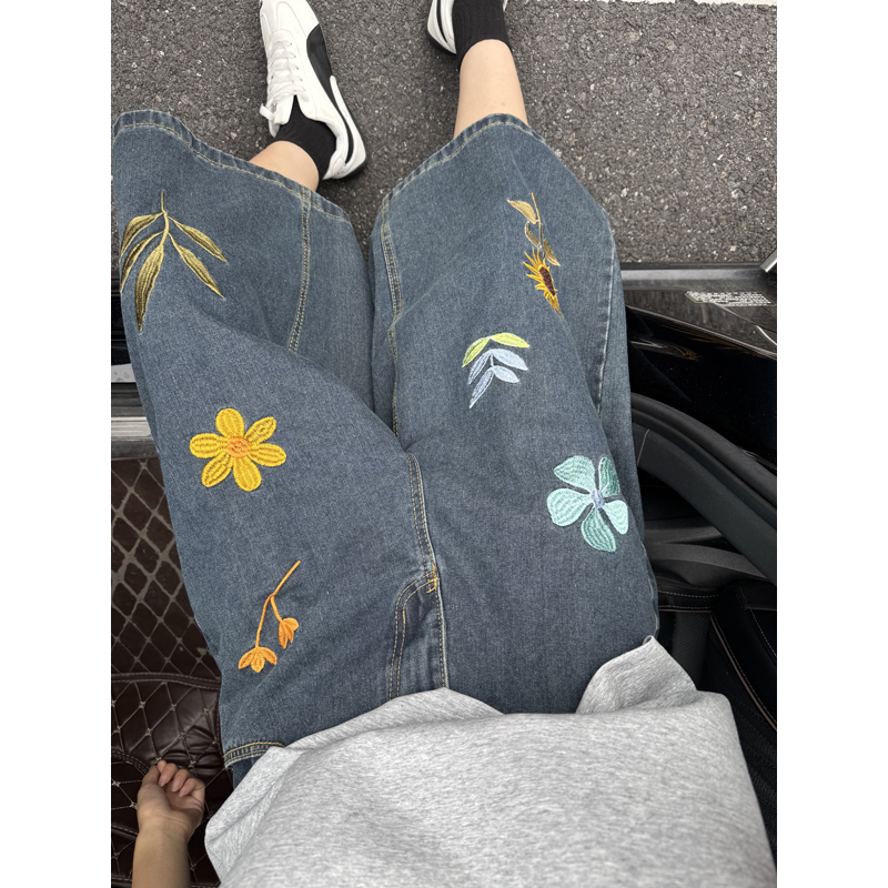 Unisex Korean Style Y2K Floral - Embroidery Jeans recension och pris