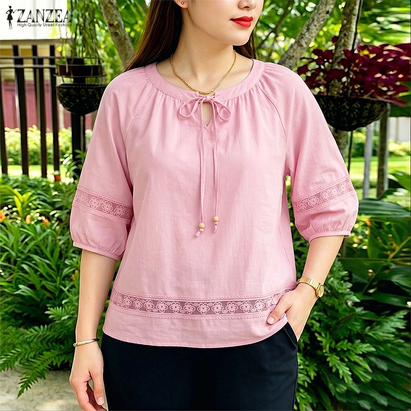 ZANZEA Women's Floral Embroide - Embroidery Jersey recension och pris