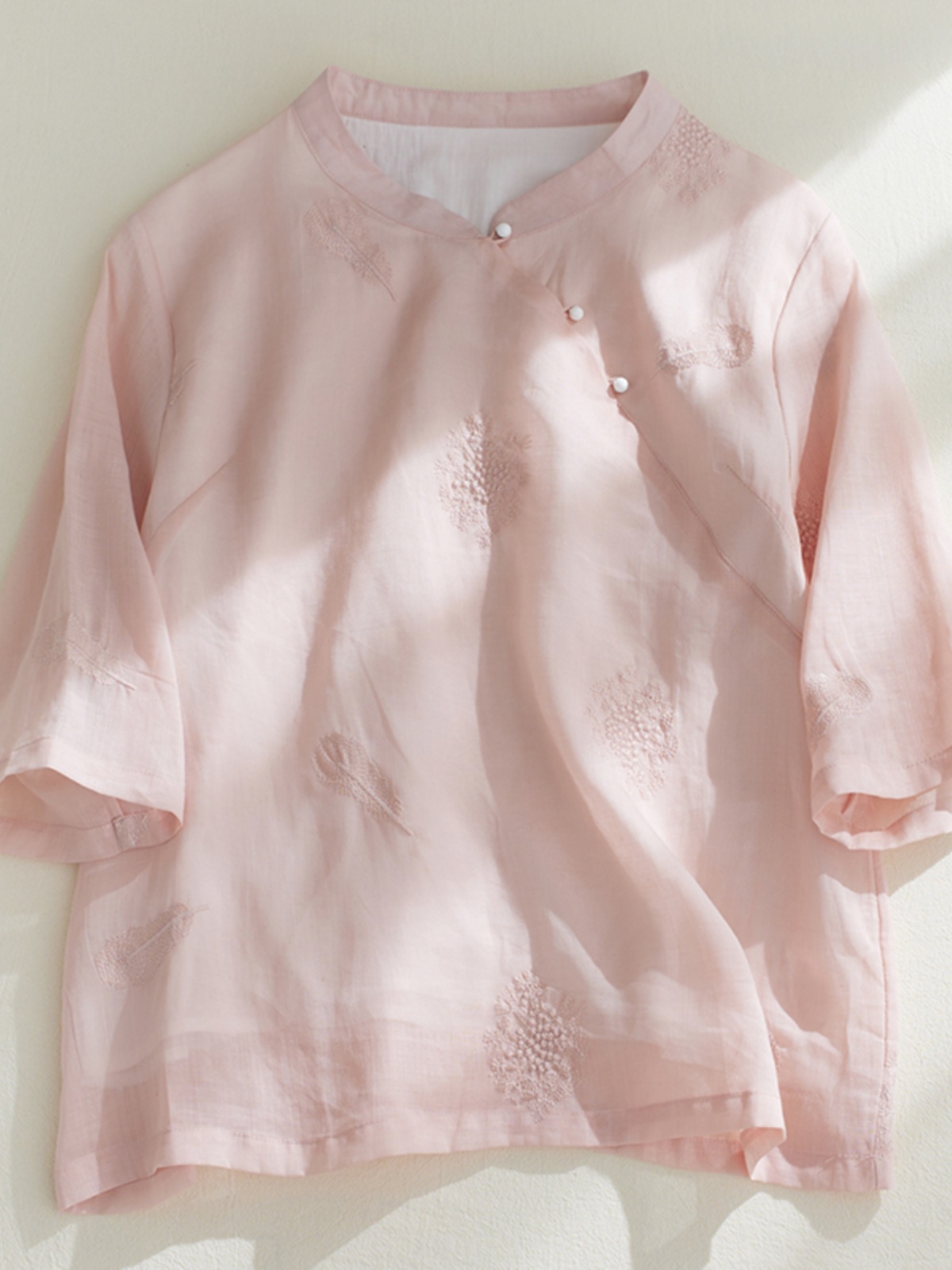 Retro Feather Embroidery Cotto - Embroidery Cotton Shirt recension och pris