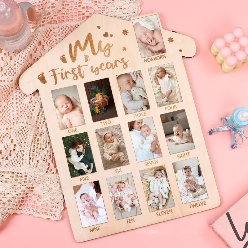 Wooden Baby Commemorative Phot - Frame Display Wood recension och pris