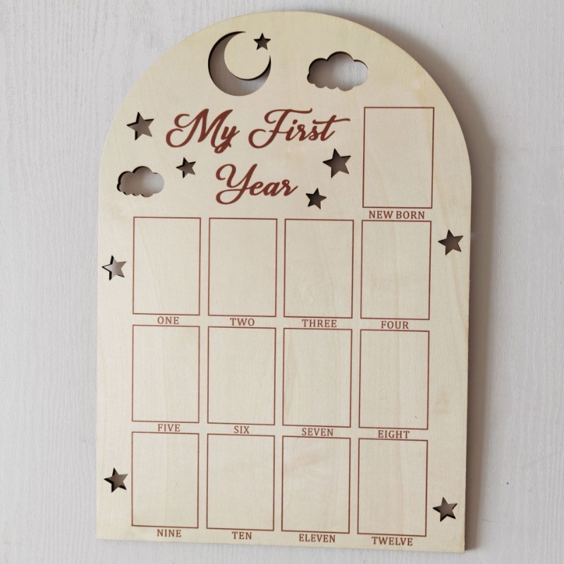 Wooden Baby Commemorative Phot - Frame Display Wood recension och pris