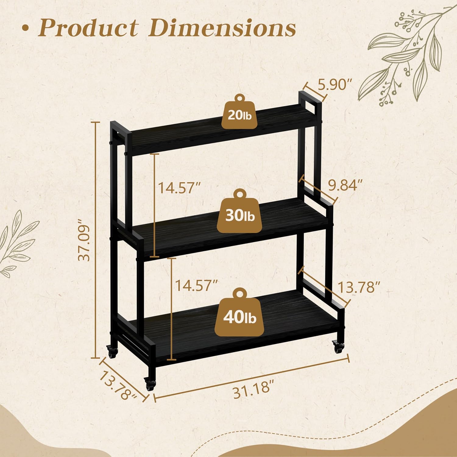 Rolling Ladder Style 3-Tier Pl - Frame Display Wood recension och pris