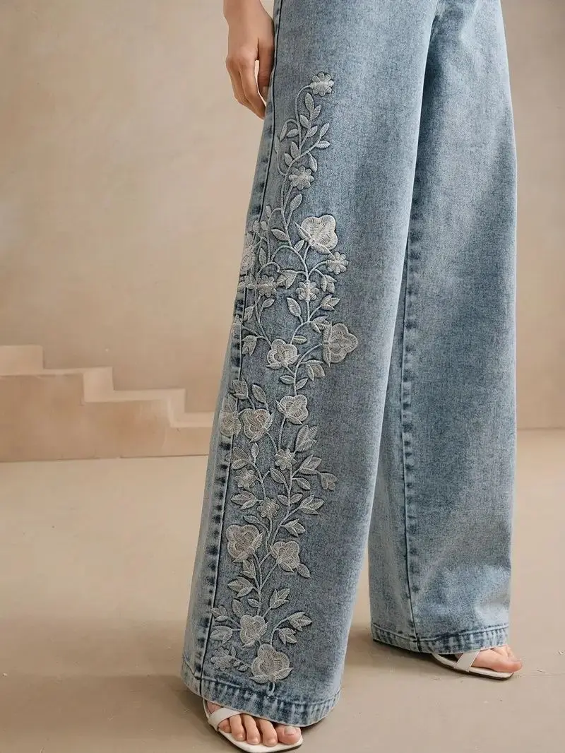 Women's Plus Size Y2K Straight - Embroidery Jeans recension och pris
