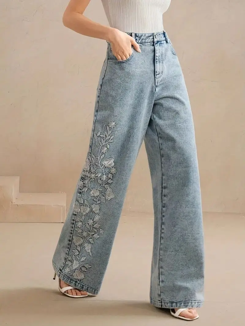 Women's Plus Size Y2K Straight - Embroidery Jeans recension och pris