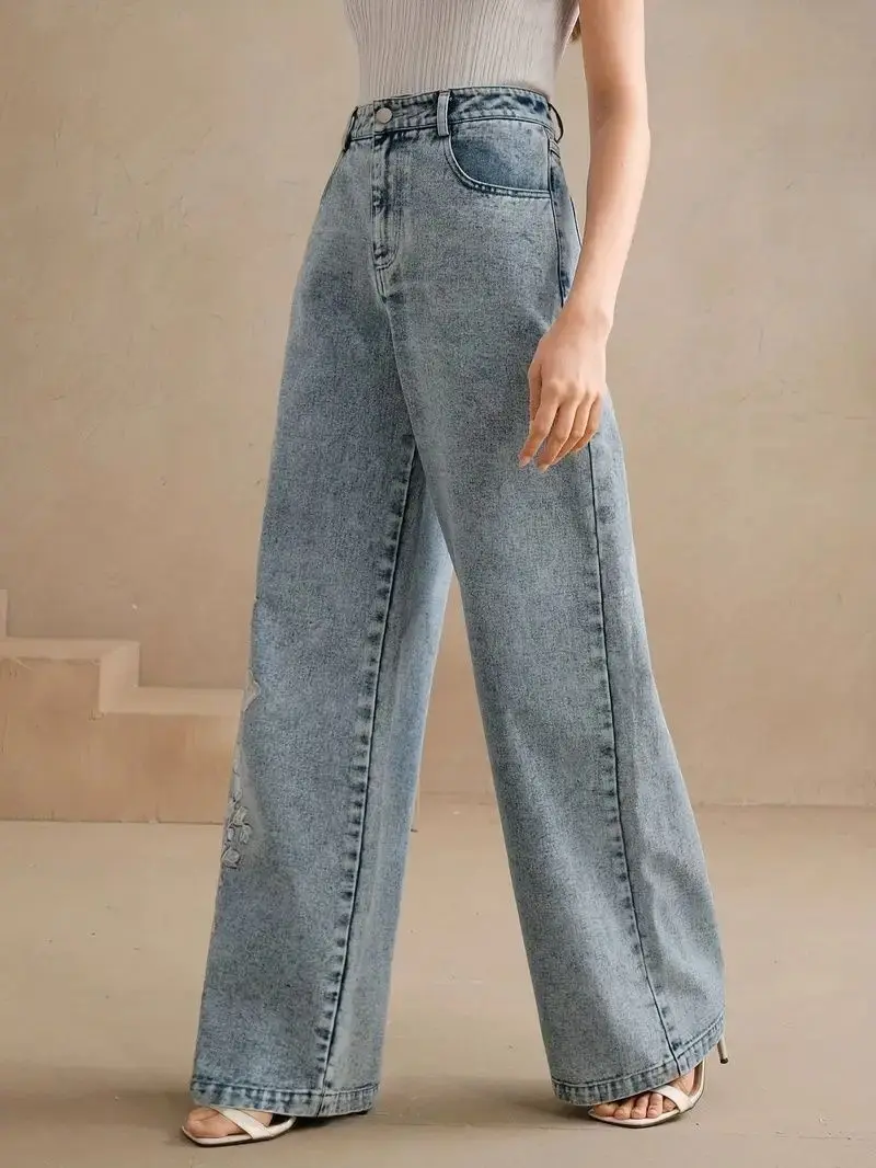 Women's Plus Size Y2K Straight - Embroidery Jeans recension och pris