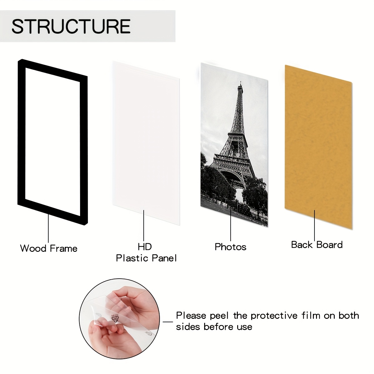 5-Piece Set A4 Black Wooden Ph - Frame Display Wood recension och pris