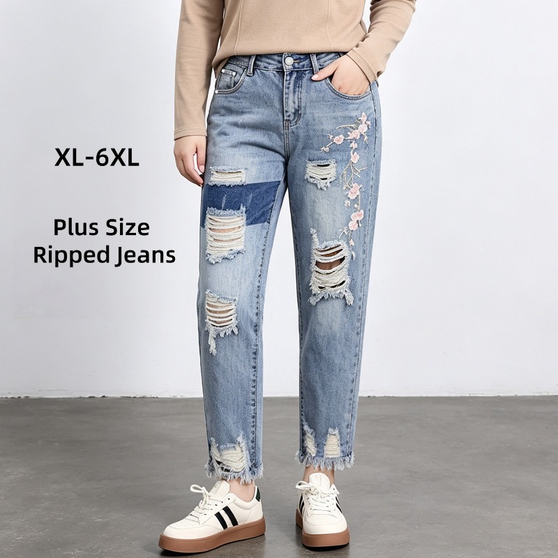 Autumn Plus Size Women Jeans 6 - Embroidery Jeans recension och pris