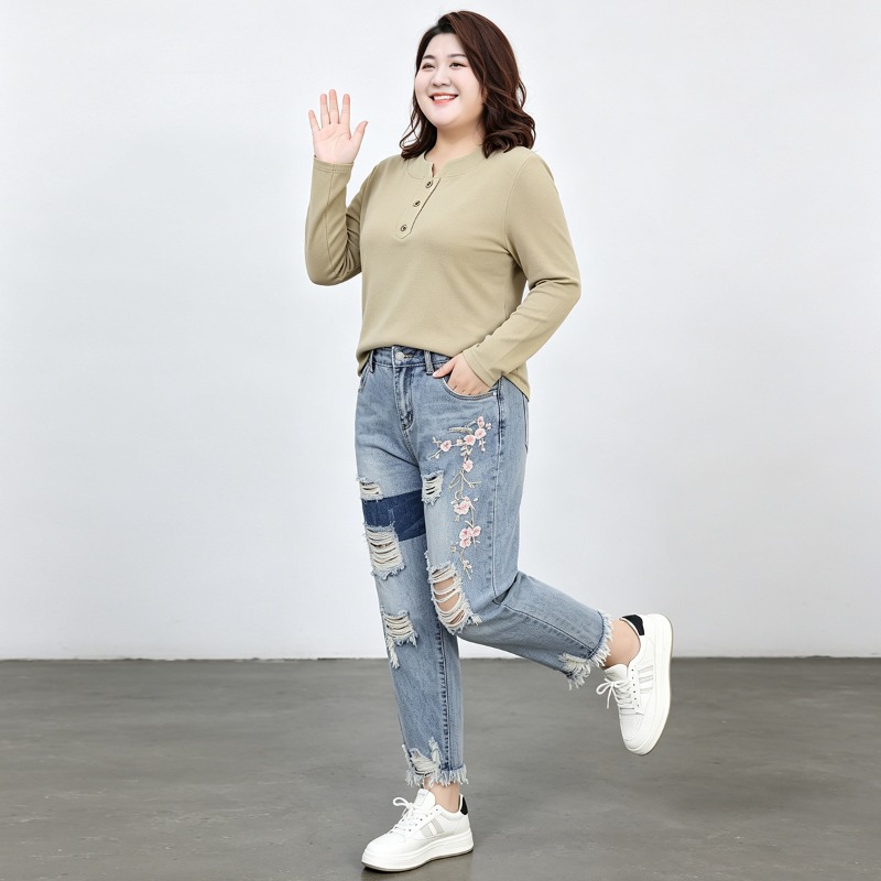 Autumn Plus Size Women Jeans 6 - Embroidery Jeans recension och pris