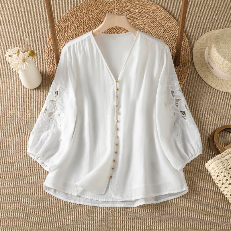 Design Casual Cotton Linen Hol - Embroidery Cotton Shirt recension och pris