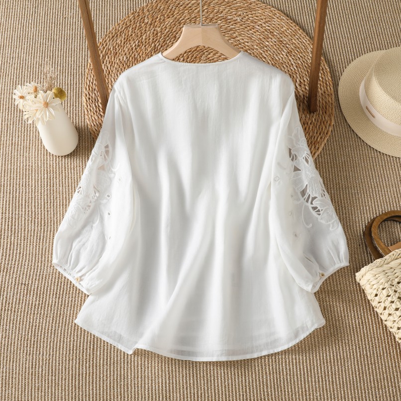 Design Casual Cotton Linen Hol - Embroidery Cotton Shirt recension och pris