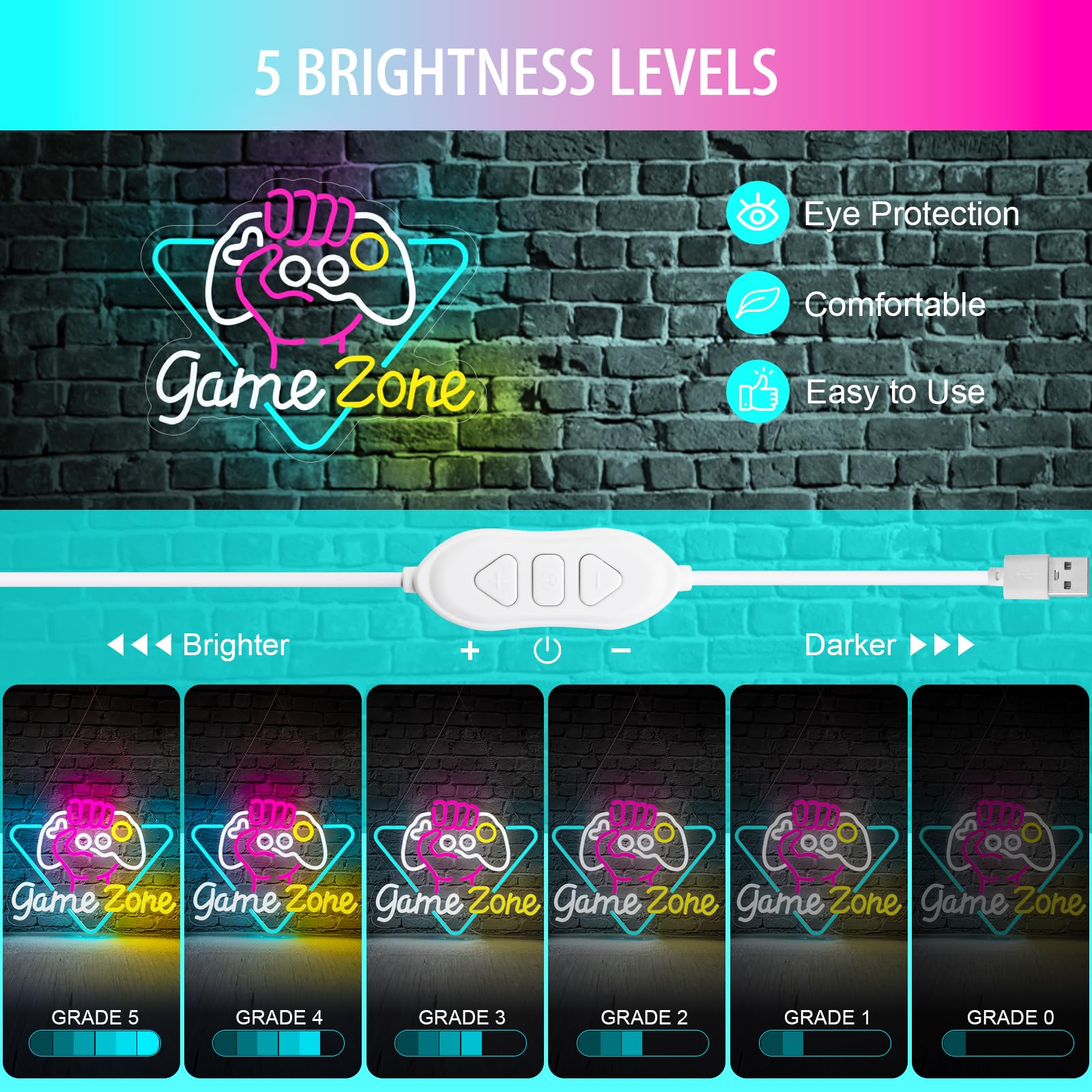 Game Zome Neon Sign LED Wall D - Embroidery Studio recension och pris
