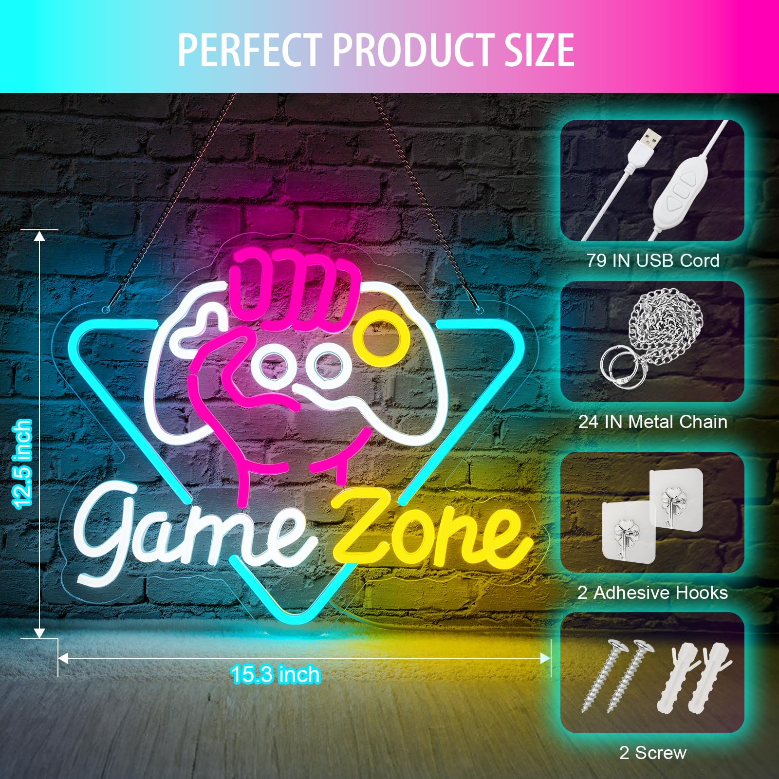 Game Zome Neon Sign LED Wall D - Embroidery Studio recension och pris