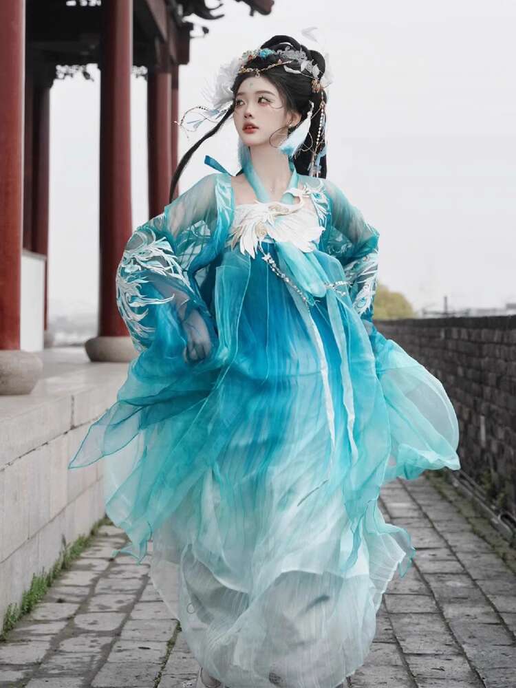 New Peacock Hanfu Womens fashi - Embroidery Cotton Shirt recension och pris
