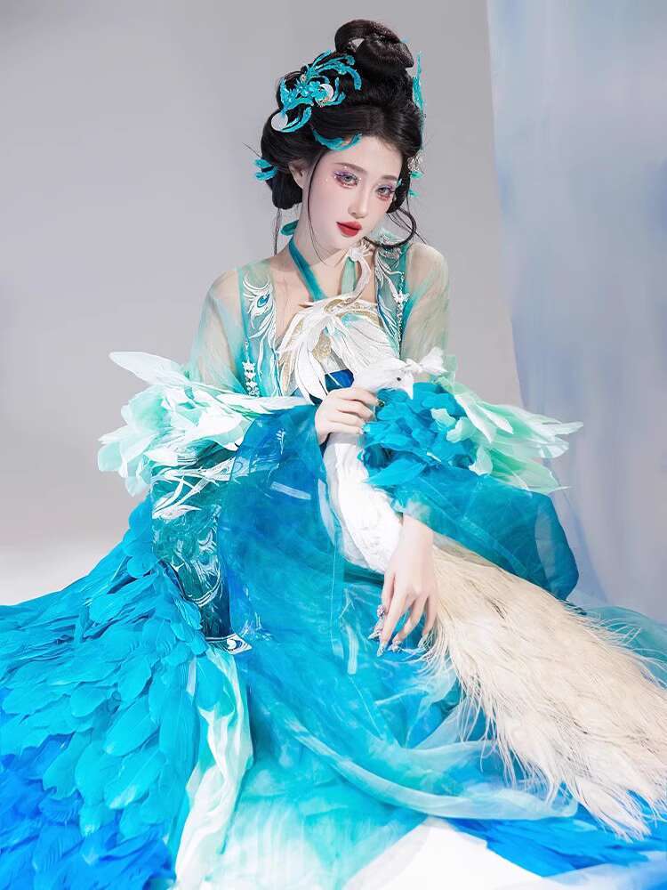 New Peacock Hanfu Womens fashi - Embroidery Cotton Shirt recension och pris